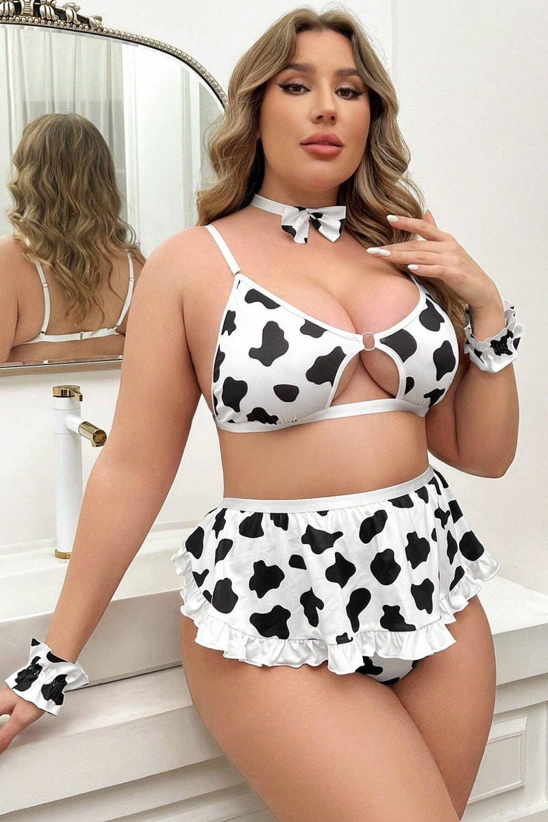 Czarno-biały Dalmatyńczyk Wzorzysty Kostium Plus Size 17020