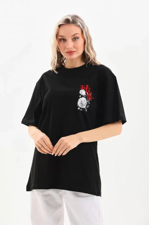 T-shirt Oversize Unisex Z Nadrukiem – Czarny