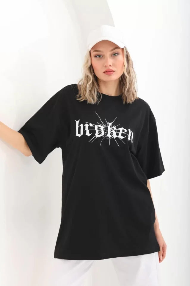 T-shirt Oversize Unisex Z Nadrukiem – Czarny