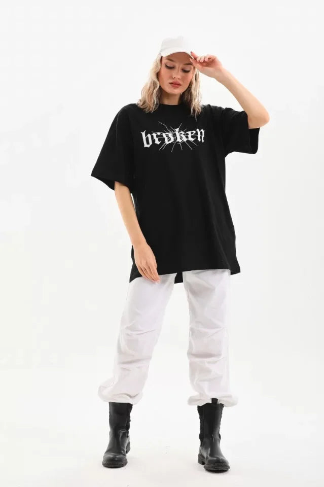 T-shirt Oversize Unisex Z Nadrukiem – Czarny