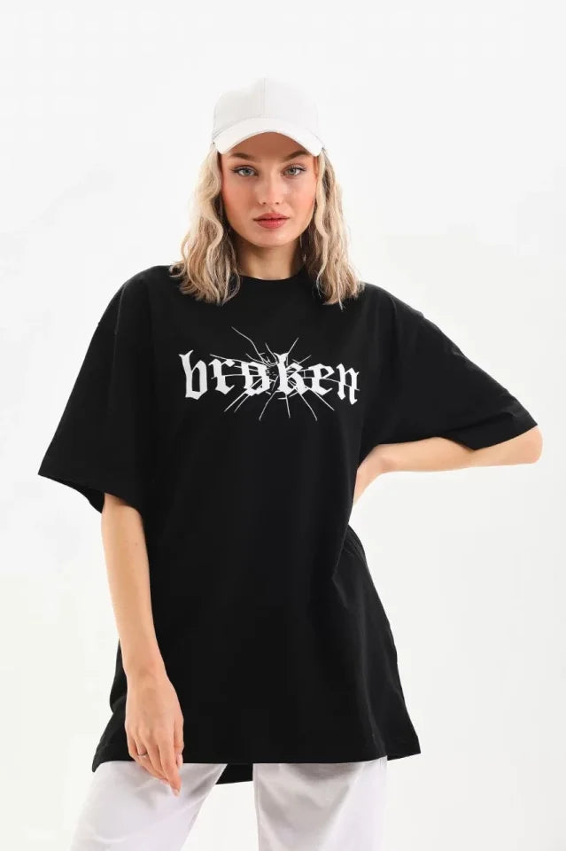 T-shirt Oversize Unisex Z Nadrukiem – Czarny