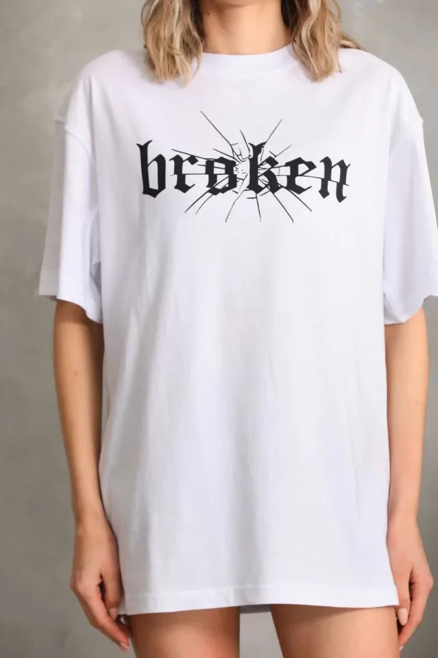 T-shirt Oversize Unisex Z Nadrukiem – Biały