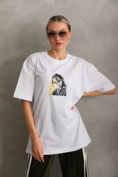 T-shirt Oversize Unisex Z Nadrukiem – Biały