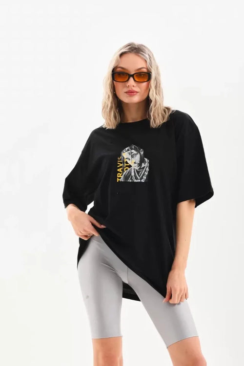 T-shirt Oversize Unisex Z Nadrukiem – Czarny