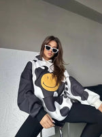 Bluza Z Kapturem Smiley Face - Czarna