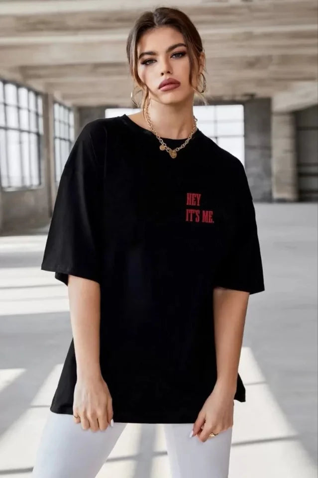 T-shirt Oversize Unisex Z Nadrukiem – Czarny