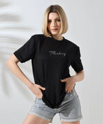 Czarny T-shirt Z Nadrukiem Unisex