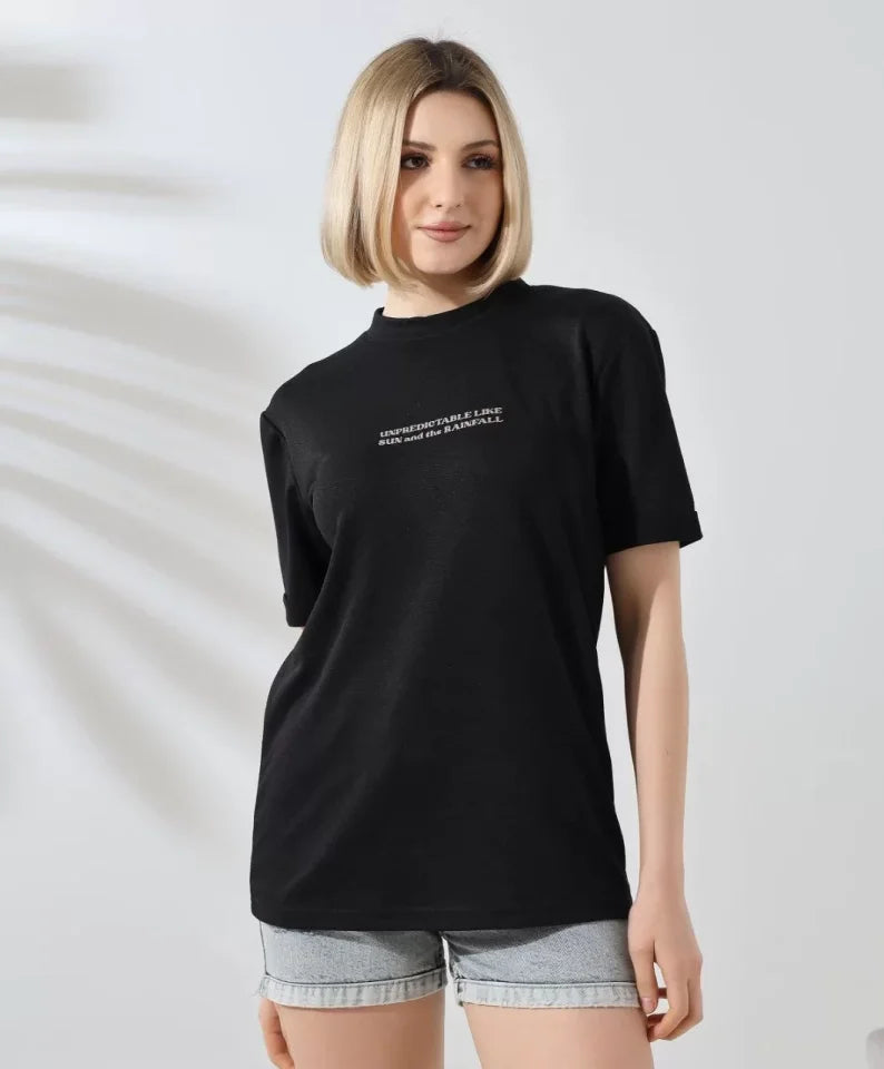 Czarny T-shirt Z Nadrukiem Unisex