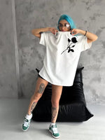 T-shirt Oversize Unisex Z Okrągłym Dekoltem I Nadrukiem - Biały