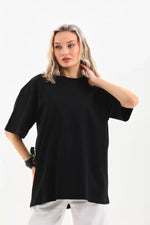 Gładka Koszulka Oversize Unisex Z Okrągłym Dekoltem 20/1 - Czarna