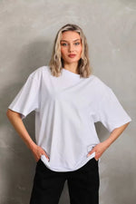 Gładka Koszulka Oversize Unisex Z Okrągłym Dekoltem 20/1 - Biała