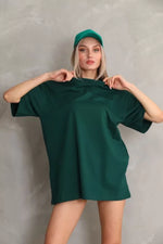 Gładka Koszulka Oversize Unisex Z Okrągłym Dekoltem 20/1 - Zielona