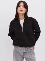 Bluza Oversize Z Półkołnierzykiem Basic - Czarna