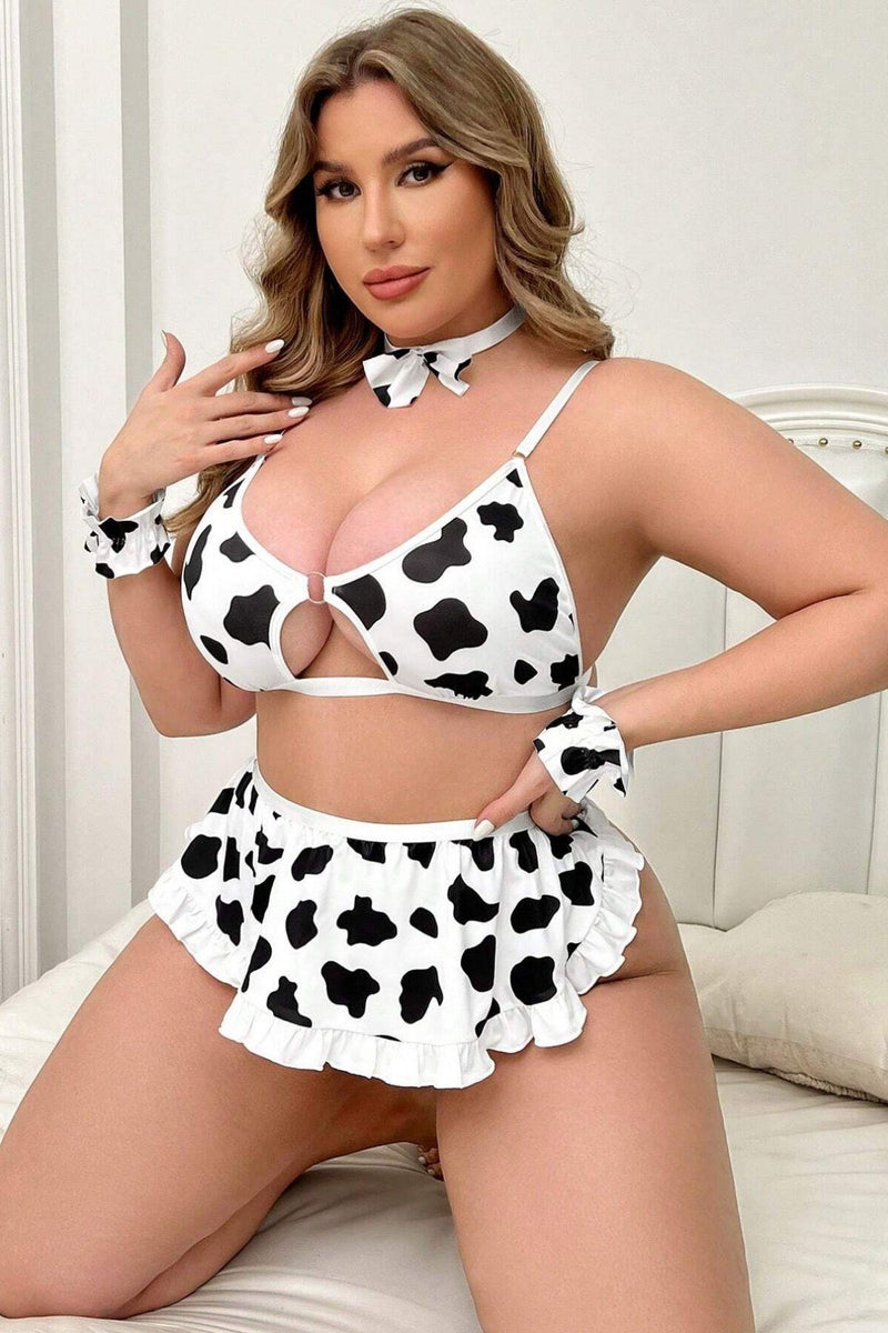 Czarno-biały Dalmatyńczyk Wzorzysty Kostium Plus Size 17020