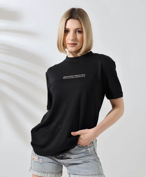 Czarny T-shirt Z Nadrukiem Unisex