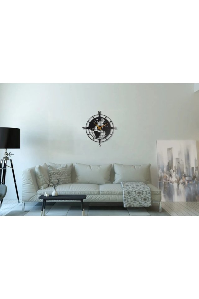 Wall Art Home Czarny Marginalny Metalowy Zegar ścienny 50x50 Cm